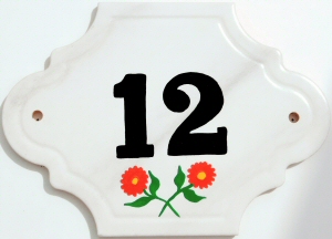 Hand Painted House Number Tile 12
