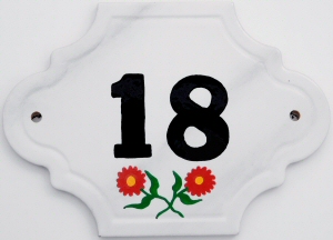 Hand Painted House Number Tile 18