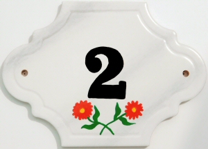 Hand Painted House Number Tile 2