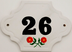 Hand Painted House Number Tile 26