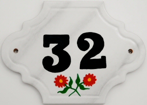 Hand Painted House Number Tile 32