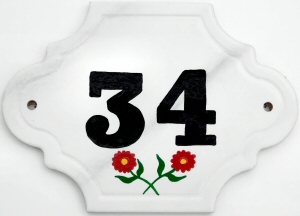 Hand Painted House Number Tile 34
