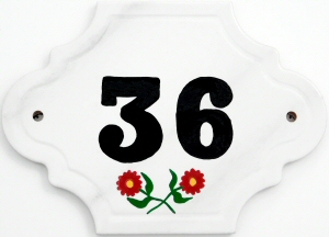 Hand Painted House Number Tile 36