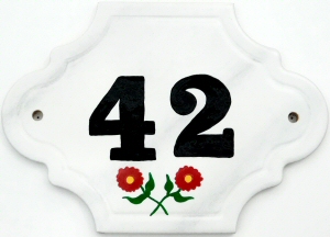 Hand Painted House Number Tile 42