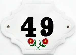Hand Painted House Number Tile 49