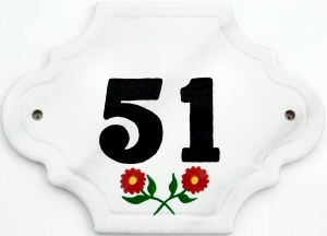 Hand Painted House Number Tile 51